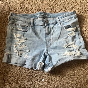 American Eagle Outfitters Light Blue Ripped Jean Shorts